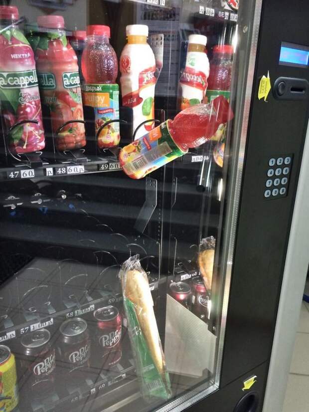 Got A Sandwich Stuck In Vending Machine. Bought A Drink To Push The Sandwich. Damn