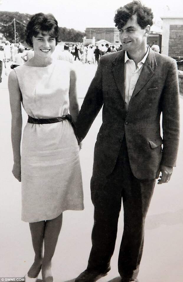 Young couple: Mr Howes with his wife in 1960. They married two years later in 1962 but he was devastated after her sudden death in 1995 and planted the trees in her memory