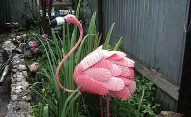 Описана работа Светланы Рудаковой Розовый фламинго - Садовые фигурки своими руками: фламинго
