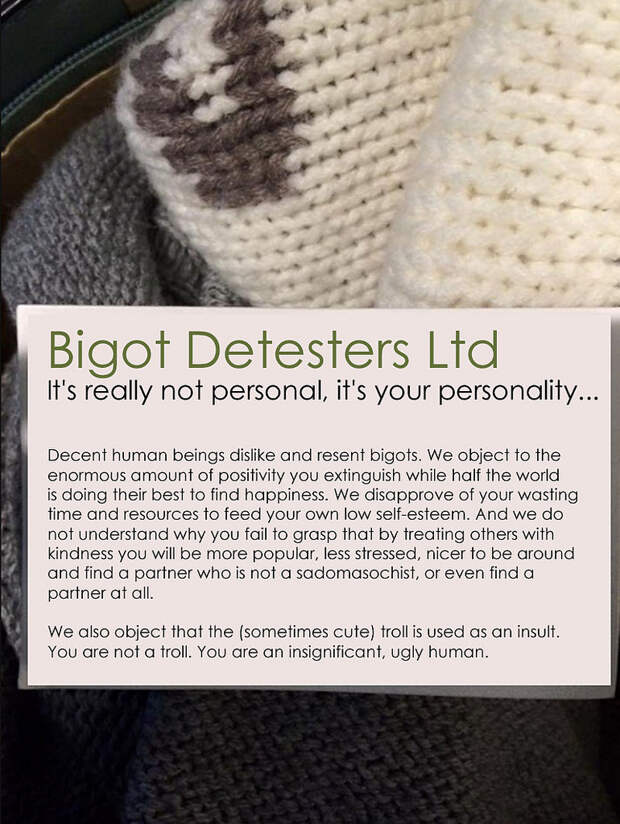 Response to Overweight Haters Ltd: Bigot Detesters Ltd