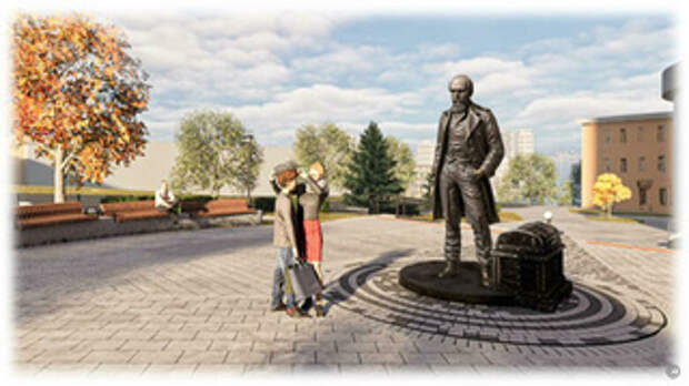 Предварительный эскиз памятника Достоевскому в Барнауле / Фото: пресс-центр мэрии Барнаула