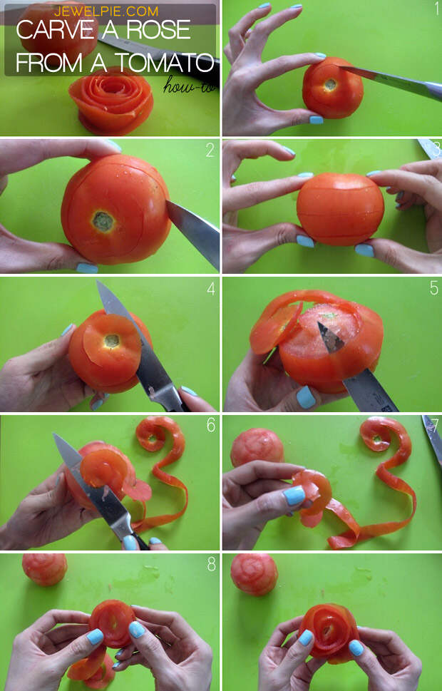 How To Carve A Rose From A Tomato - JewelPie