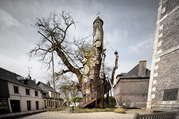7. Тысячелетний дуб, внутри которого находится часовня, Франция. интересное, фото