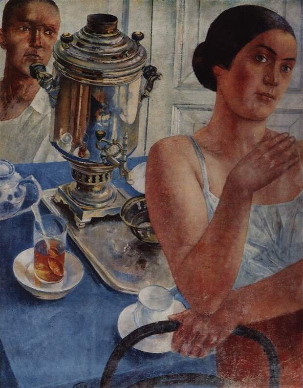 За самоваром. (1926г.) (Государственный Русский Музей). Автор: Кузьма Петров-Водкин. За самоваром. (1926г.) (Государственный Русский Музей). Автор: Кузьма Петров-Водкин.