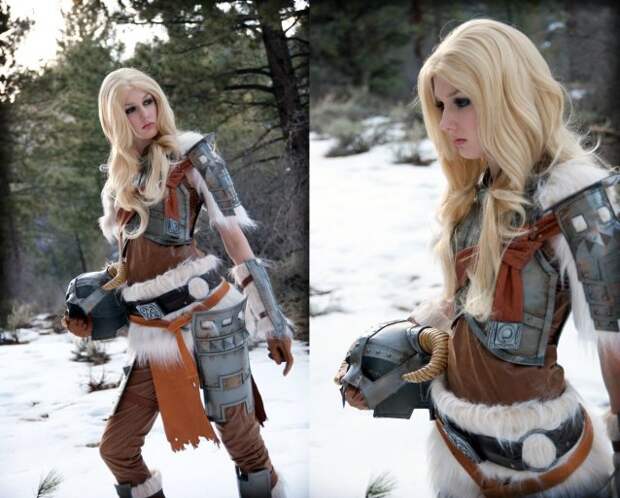 девушка изображает персонаж из игры scyrim