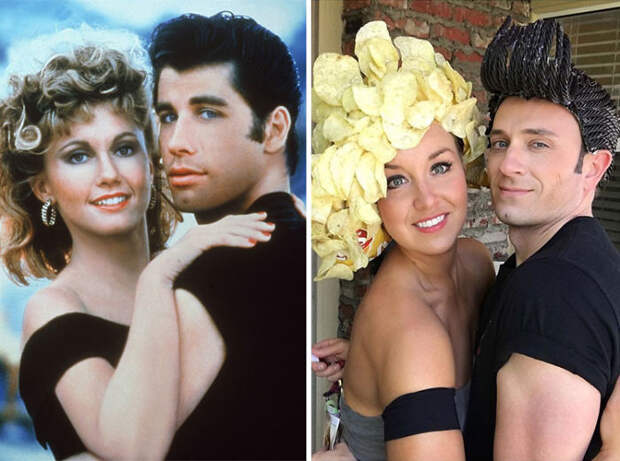 Tom Lenk And Courtney Andresen As John Travolta And Olivia Newton-john In Grease