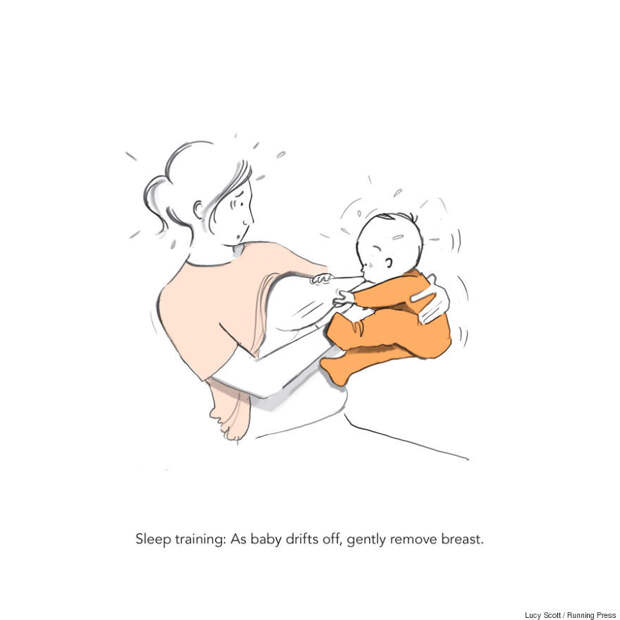 1. Тренировка во сне: когда ребёнок начнёт клевать носом, попытайтесь убрать грудь дети, комиксы, материнство, прикол, родители