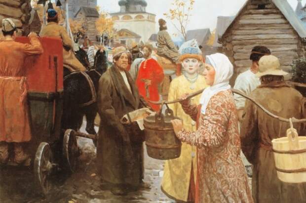 Ю. Кугач. Московская улица XVII века. 1950-е. Ю. Кугач. Московская улица XVII века. 1950-е.
