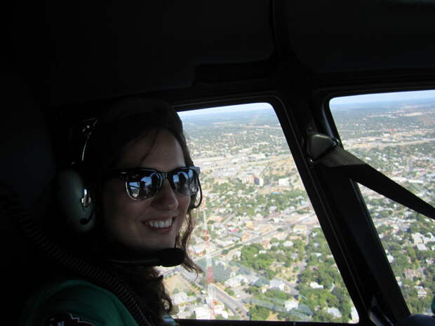 Kate in the Helicopter