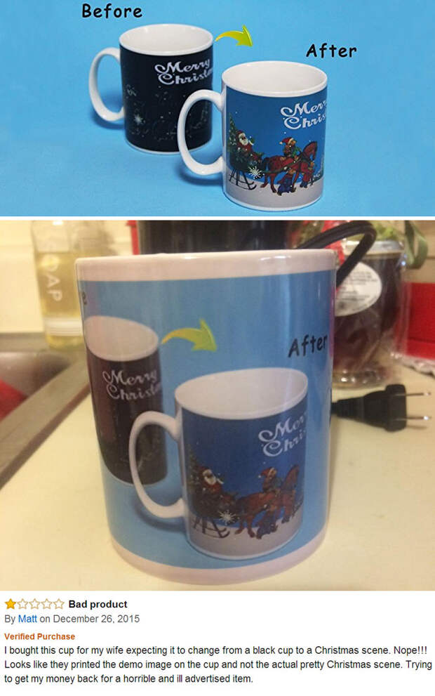 I Bought This Cup For My Wife Expecting It To Change From A Black Cup To A Christmas Scene