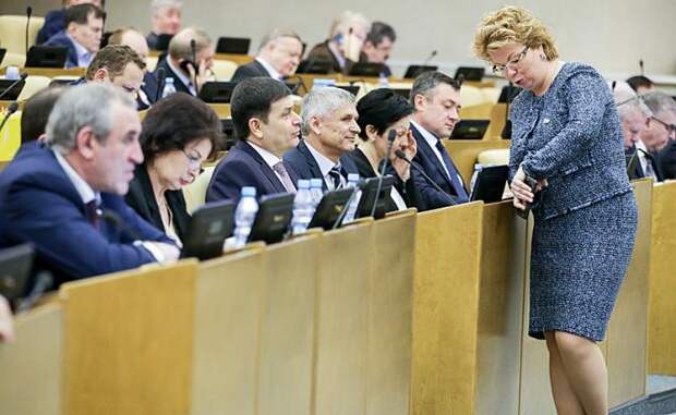 На фото: Елена Ямпольская (справа) на пленарном заседании Государственной думы РФ.