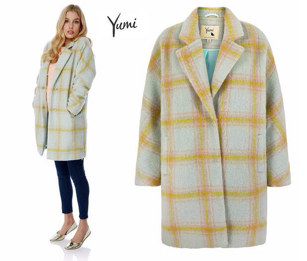 Yumi AW15 yellow and grey check coat