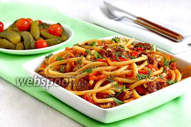 Фото Макароны с мясом и овощами