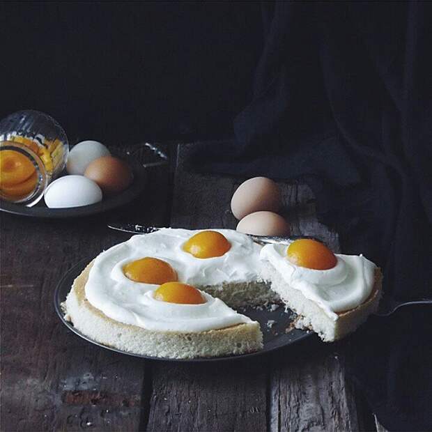 Пирог "Яичница" выпечка, красивая еда, кулинария, пироги