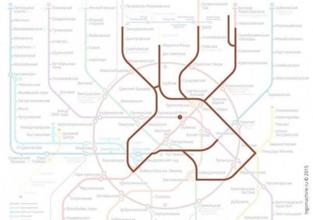 Дизайнеры из Санкт-Петербурга нашли на схеме московского метро силуэты животных, образованные пересечениями линий