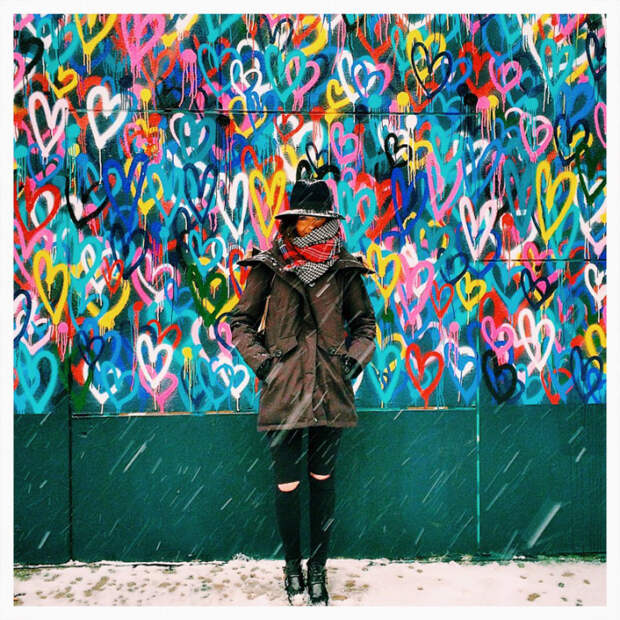 winter in new york by the heart wall