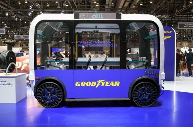 Автономный автобусик Olli фирмы Local Motors «обут» в безвоздушные колеса Goodyear авто, автовыставка, автодизайн, автомобили, женева, женева 2019, концепт