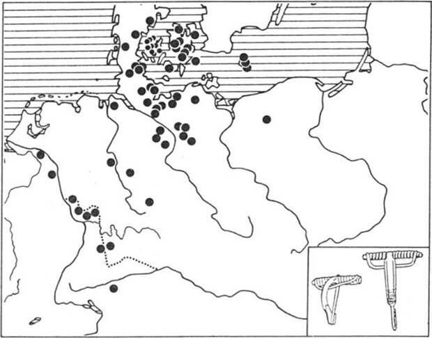 Ареал распространения фибул типа типа Альмгрен VII серии 3 и 4 - Северные варвары среди римлян | Warspot.ru