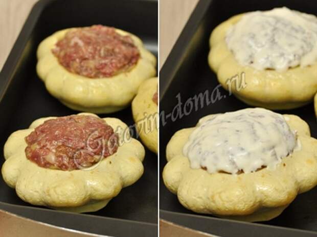 Патиссоны, фаршированные мясом и грибами