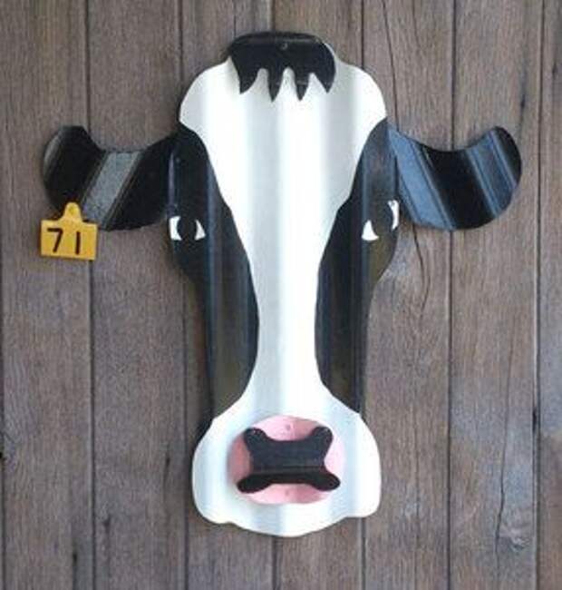 Cow Rustic Recycled Corrugated Iron Metal Garden Art: 