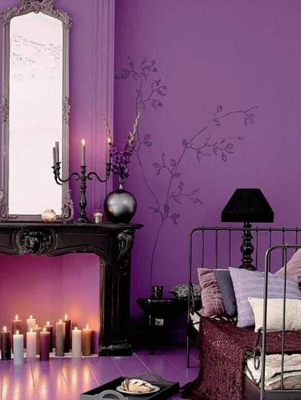 фиолетовый цвет в интерьере, фиолетовый дизайн, красивые интерьеры, пурпурный цвет в интерьере