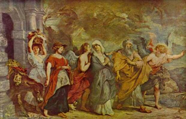Ангелы вывели семью Лота из Содома перед самой катастрофой