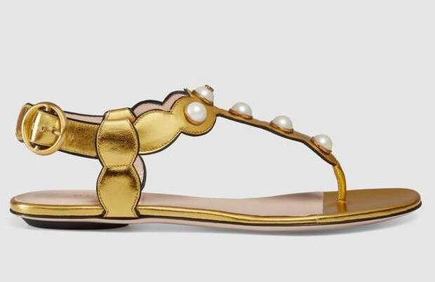 GUCCI FLIP FLOPS WITH PEARLS 