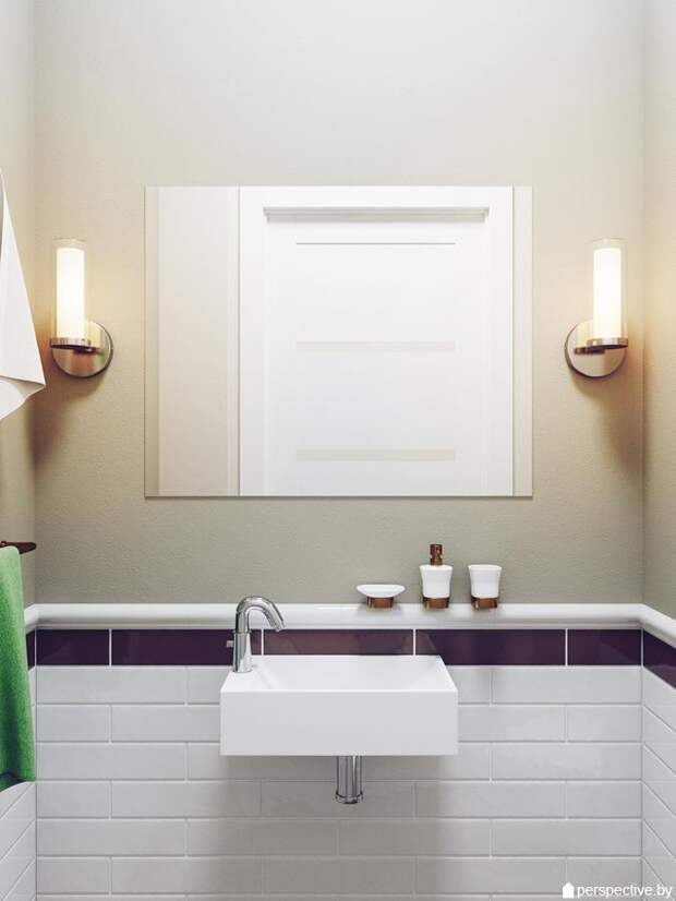 Интерьер ванной комнаты, светильники в ванной