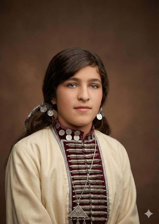 Жане Ч.Т. - в адыгейском национальном платье.