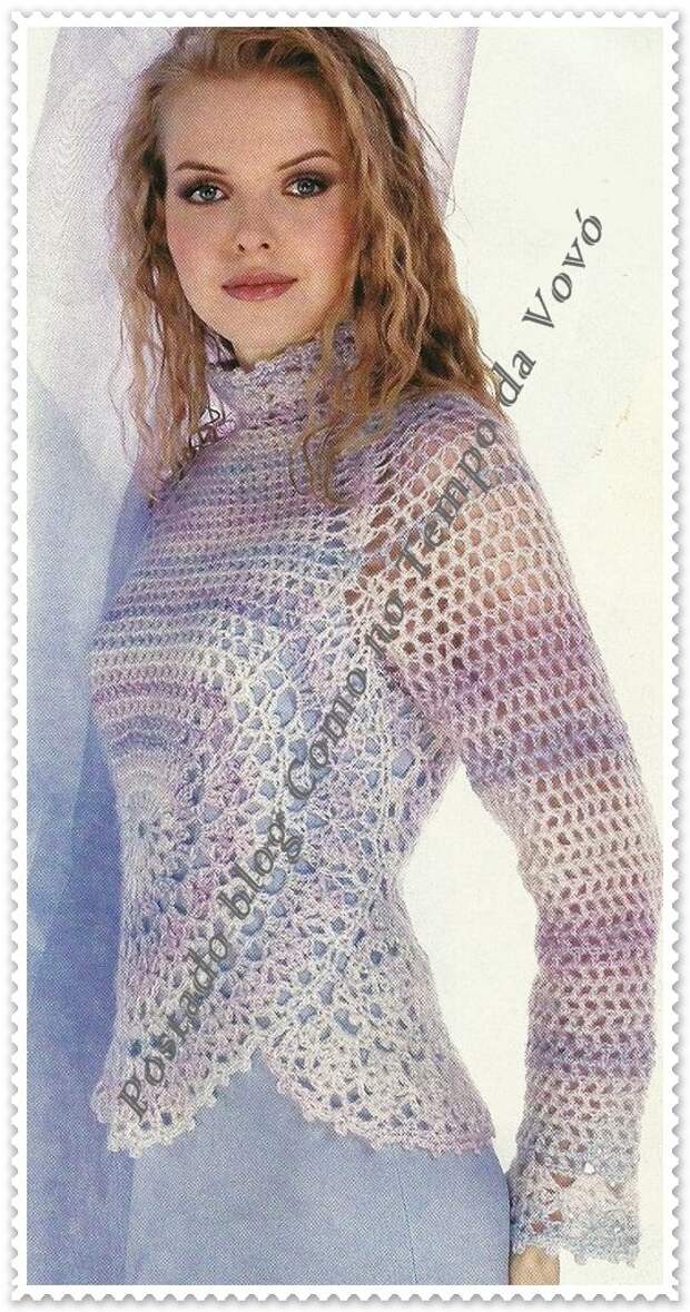 Como No Tempo da Vovó: BLUSA FRENTE E COSTAS REDONDAS EM CROCHÊ COM GRÁFICO