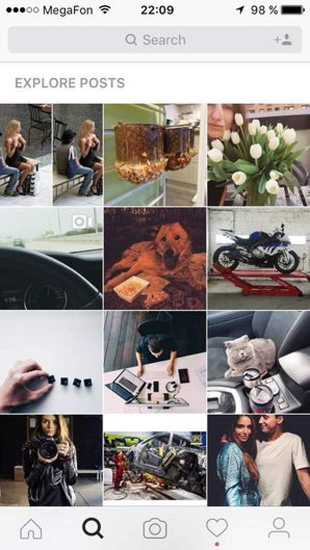 Редизайн Instagram для iOS: поиск