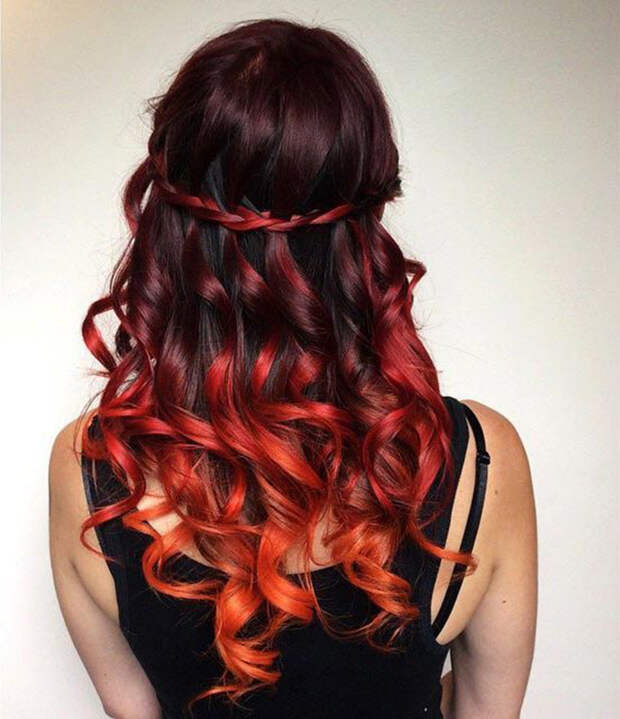 Покраска одной пряди волос в рыжий