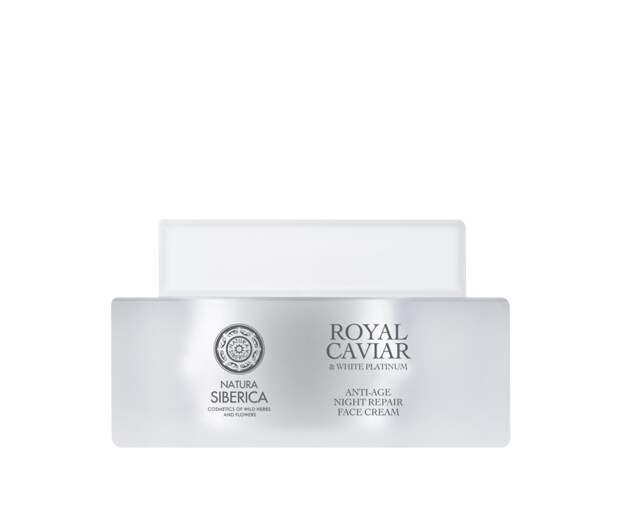 Интенсивный ночной крем для лица с пептидами «anti-age», Royal Caviar, Natura Siberica, 2705 руб. («Л'Этуаль»)