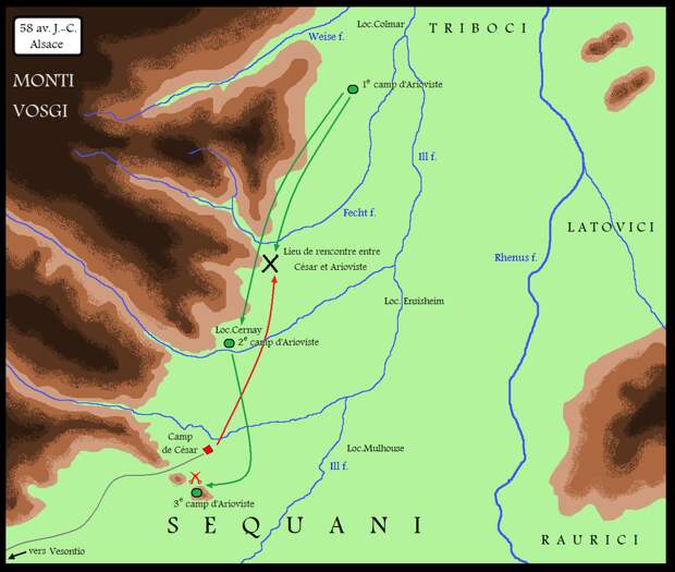 Общий ход сражения римской армии Цезаря против германцев Ариовиста, 58 г. до н.э. - Германские войны: первые столкновения | Военно-исторический портал Warspot.ru