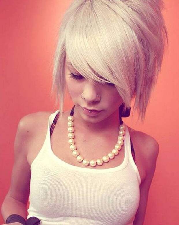 Funky girl hairstyle with bangs