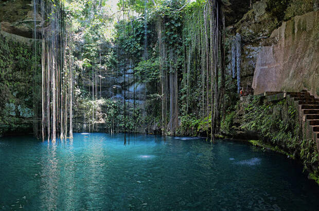 Искупаться в одной из сенот — естественном природном бассейне — на полуострове Юкатан.