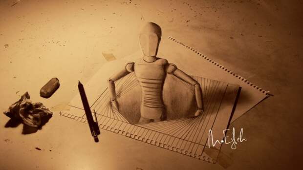 трехмерные рисунки простым карандашом 3d иллюзии  (21)