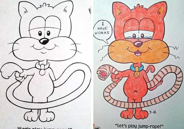 раскраска с котёнком