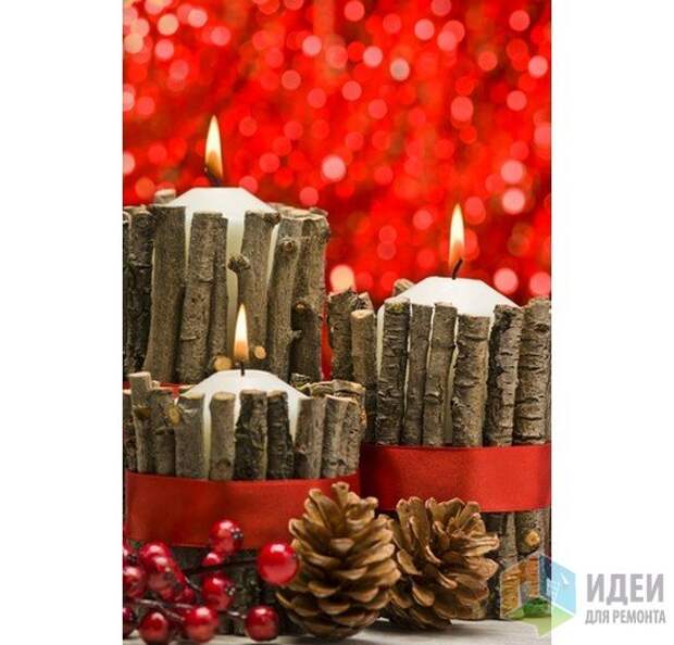 Новогодние композиции со свечами, новогодний декор из природных материалов Новогодние композиции со свечами, новогодний декор из природных материалов