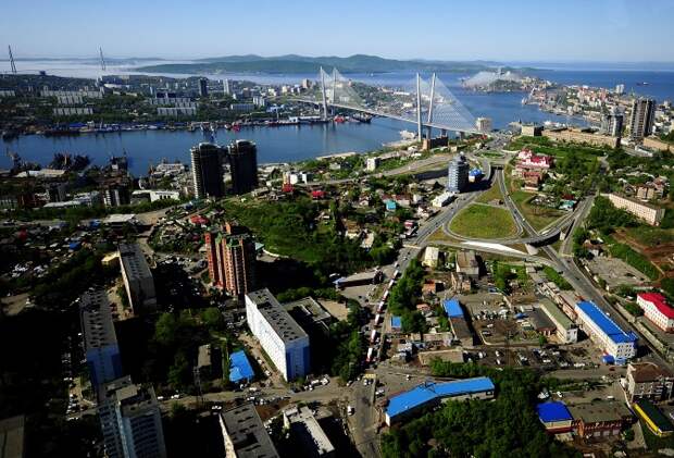 Вид с вертолета на центральную часть города