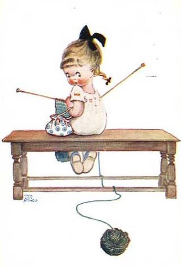 Girl knitting