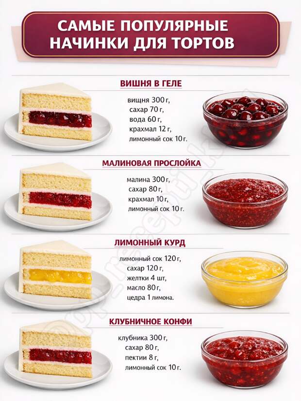 Кулинария>Самые популярные начинки для тортов!