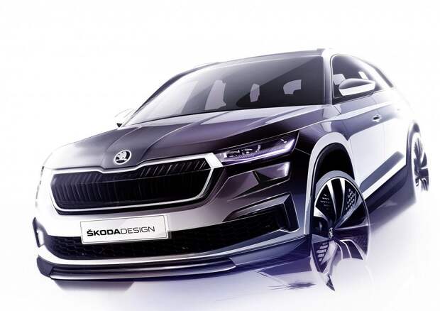 ŠKODA представляет первые три эскиза обновленного KODIAQ