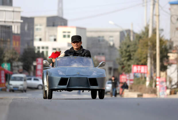 Этот фермер утверждает, что создал реплику Ламборгини, провинция Хэнань, 19 февраля 2014. авто, изобретатель, китай, самоделка