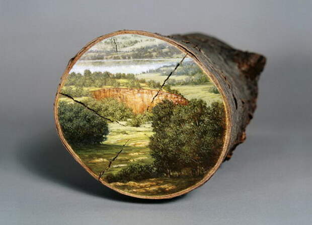 Картины на срезах деревьев Alison Moritsugu