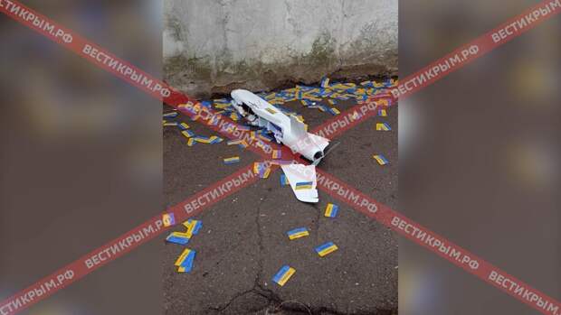 В Симферополе упал беспилотник с жёлто-голубыми листовками В Симферополе упал беспилотник с жёлто-голубыми листовками