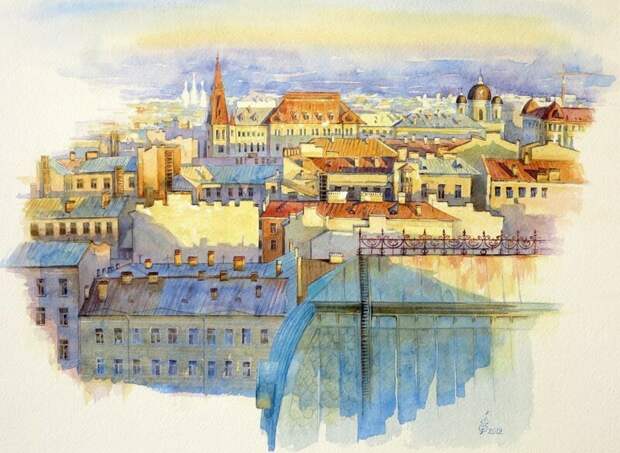 Нарисованный Петербург город, живопись, искусство, картины, питер, санкт-петербург, художник, эстетика