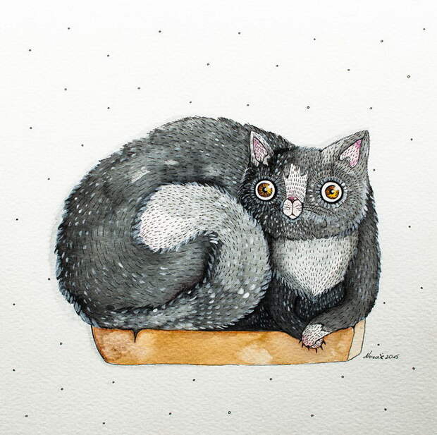 Акварельные кошки литовской художницы Nora