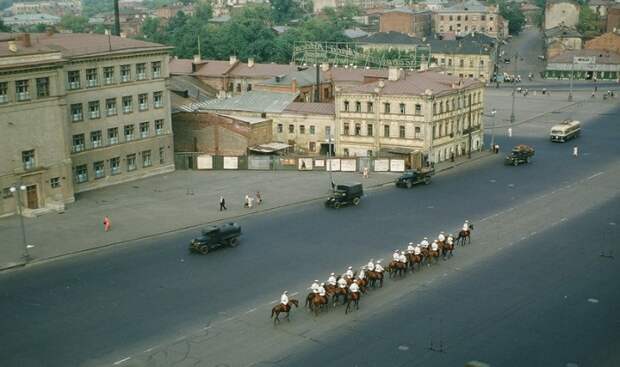 Конная милиция. СССР, Москва, 1950-е годы.