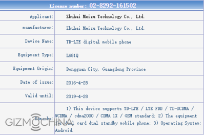 Неизвестное устройство Meizu с CDMA